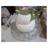 VTG CREAM COLOR TEXTURED 2 PC PITCHER & BOWL