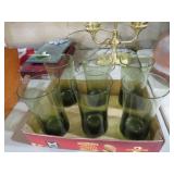 VTG LIBBEY GREEN APOLLO WEIGHTED TUMBLERS