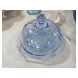 INDIANA GLASS RECOLLECTION BLUE BUTTER DISH W/ LID
