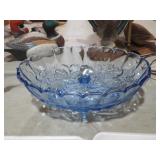 12" BLUE INDIANA FOOTED FRUIT BOWL