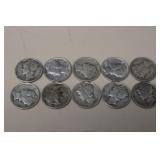 (10) MERCURY DIMES VARIOUS DATES & MM 90%