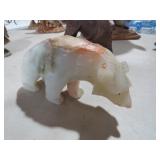 HANDCARVED BANDED ONYX POLAR BEAR SCULPTURE
