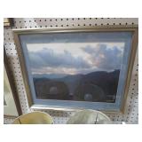FRAMED ARTIST SIGNED SUNSET PICTURE