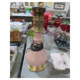 PINK MID CENTURY BASE LAMP W/ NO SHADE