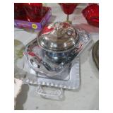 COLL. ALUMINUM TRAY, SILVERPLATE COVERED DISH&TRAY