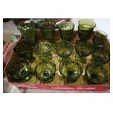 COLL. OF DIFFERENT SIZES OF GREEN VTG GLASSES