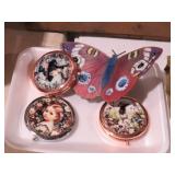 PORCELAIN BUTTERFLY & COMPACT MIRROR
