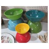 (6) HARD PLASTIC COLORED BOWLS