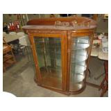 NICE CARVED CURVED GLASS CURIO CABINET