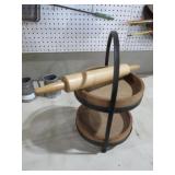 DOUBLE WOOD CADDY & ROLLING PIN