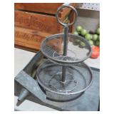 MAPLE SYRUP FUNNEL & METAL DOUBLE TIERED  BASKET