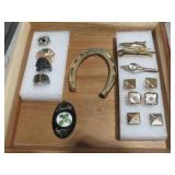 CUFF LINKS, TIE CLASPS,& GOTHIC RINGS, MISC