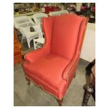 NICE BURGANDY CLOTH WING BACK CHAIR