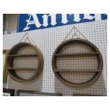 (2) ROUND WOOD SHELVES