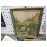 OLD FRAMED BRIDGE SCENE & 3-D FAMILY