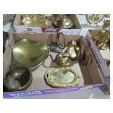COLL. BRASS SWAN DISH, APPLE, TRAY & MISC