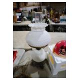 HOBNAILMILKGLASS OIL LAMP - ELECTRIFIED