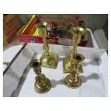 COLLECTION  OF BRASS CANDLEHOLDERS
