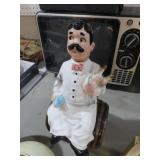 ANT. BARTENDER ON BARREL DECANTOR/ MUSIC BOX/BANK
