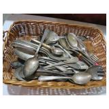 TRAY  WITH SILVER PLATED FLATWARE