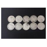 (10) ROOSEVELT DIMES VARIOUS DATES & MM 90%