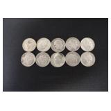 (10) ROOSEVELT DIMES VARIOUS DATES & MM 90%