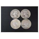 1934 P, 42 S, 42 S, 43 S WASH. QUARTERS 90%