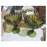 VINTAGE INDIAN GLASS COMPOTE BOWLS
