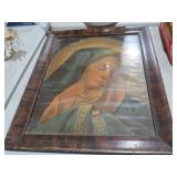 ANTIQUE  TIGER OAK FRAMED  RELIGIOUS PAINTING