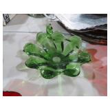 MURANO STYLE GREEN GLASS ASHTRAY