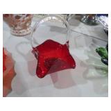 VTG VIKING GLASS RUBY RED HANDKERCHIEF BOWL