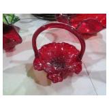 VTG FENTON RUBY RED GLASS BASKET