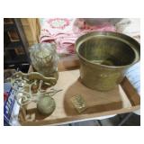 COLL. BRASS PLANTER, LION HEAD & MISC
