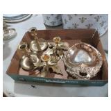 COLL. BRASS CANDLEHOLDERS & DISH
