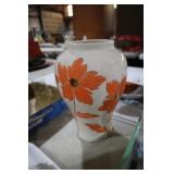 VTG HANDPAINTED CERAMIC ORANGE & GOLD VASE