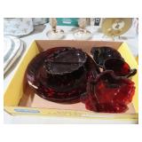 COLL. RUBY RED PLATES, BOWLS, DISH & MISC
