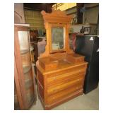 ANTIQUE WALNUT VICTORIAN DRESSER WITH MIRROR