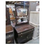 ANTIQUE WASH STAND WITH MIRROR & TOWEL BAR