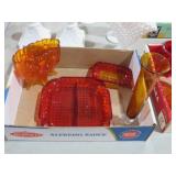 COLL. AMBERINA&RED VASES, DISH & TRINKET DISH