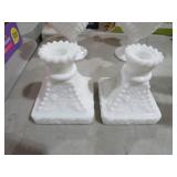 PAIR VTG WESTMORELAND MILKGLASS CANDLEHOLDERS