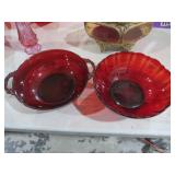 (2) VTG RUBY RED GLASS BOWLS