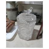 WHEEL CUT GLASS BIRD CANDY DISH