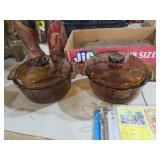 ANCHOR HOCKING AMBER CASSEROLE DISH W/ LIDS