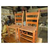 (2) COUNTRY LADDER BACK WOVEN SEAT CHAIRS