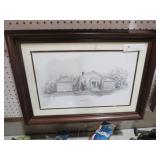 FRAMED PENCIL DRAWING RIVERDALE SCHOOL