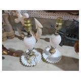 PAIR OF VINTAGE MILK GLASS HOBNAIL LAMPS