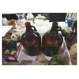 2 VTG BROWN GLASS JUGS