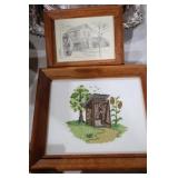 FRAMED NEEDLEPOINT & GRAPHITE STENICL MILL