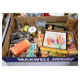 FISHING LURES, STAPLES, HANGING SCALE, MISC