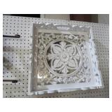 UNIQUE MIRRORED BOTTOM ORNATE SERVING TRAY